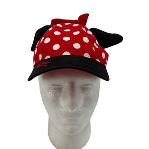 Disney Minnie Mouse Cap Girls One Size Red Polka Dot Ears Bow Snapback Baseball